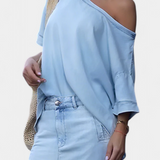 Apolonia Asymmetrical Denim Set with Long Skirt