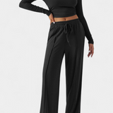 Celaen Elastic-Fit Viscose Yoga Set with Round Neck