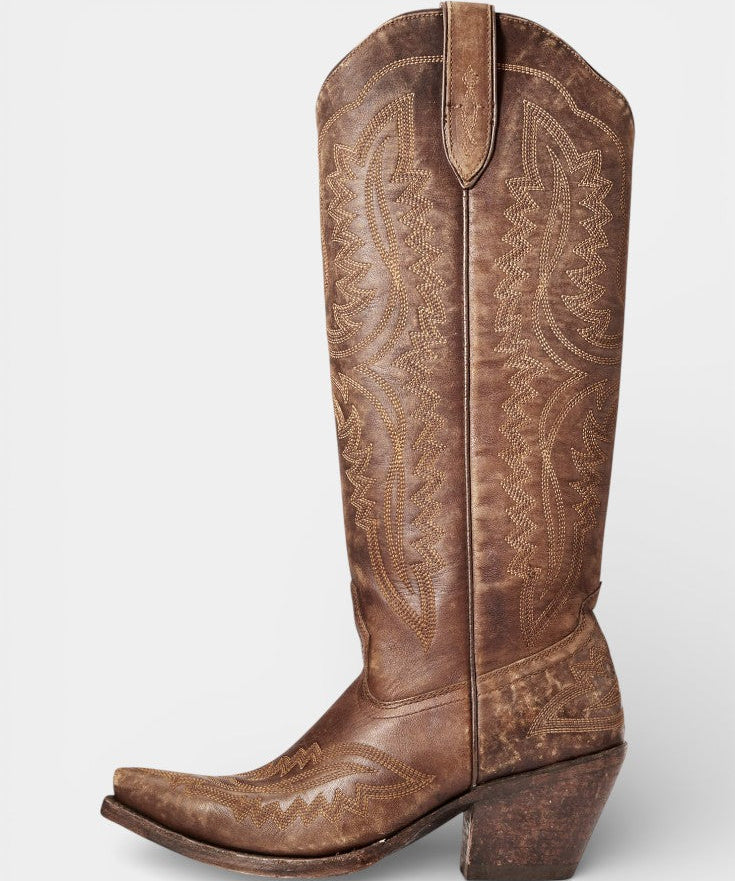 Zélie Retro Western Embroidered Pointed Toe Booties