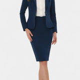 Komoren Chic Blazer and Pencil Skirt Ensemble with Notched Collar
