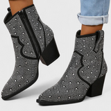 Berenice Zippered Patchwork Boots with Durable Sole
