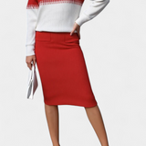 Sidonie Two-Tone Long Sleeve Midi Knit Dress Ensemble