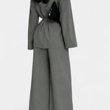Amy V-Neck Blazer and Flared Pants Set