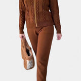 Perdita Cardigan & Twisted Jacquard Pullover Set - Casual Ensemble