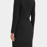 Komoren Chic Blazer and Pencil Skirt Ensemble with Notched Collar