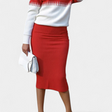 Sidonie Two-Tone Long Sleeve Midi Knit Dress Ensemble