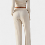 Celaen Elastic-Fit Viscose Yoga Set with Round Neck
