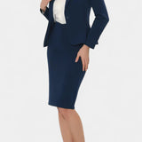 Komoren Chic Blazer and Pencil Skirt Ensemble with Notched Collar