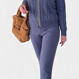 Perdita Cardigan & Twisted Jacquard Sweater Set - Casual Style