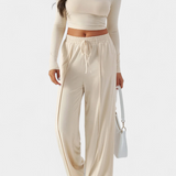Celaen Elastic-Fit Viscose Yoga Set with Round Neck