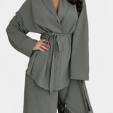 Amy V-Neck Blazer and Flared Pants Set