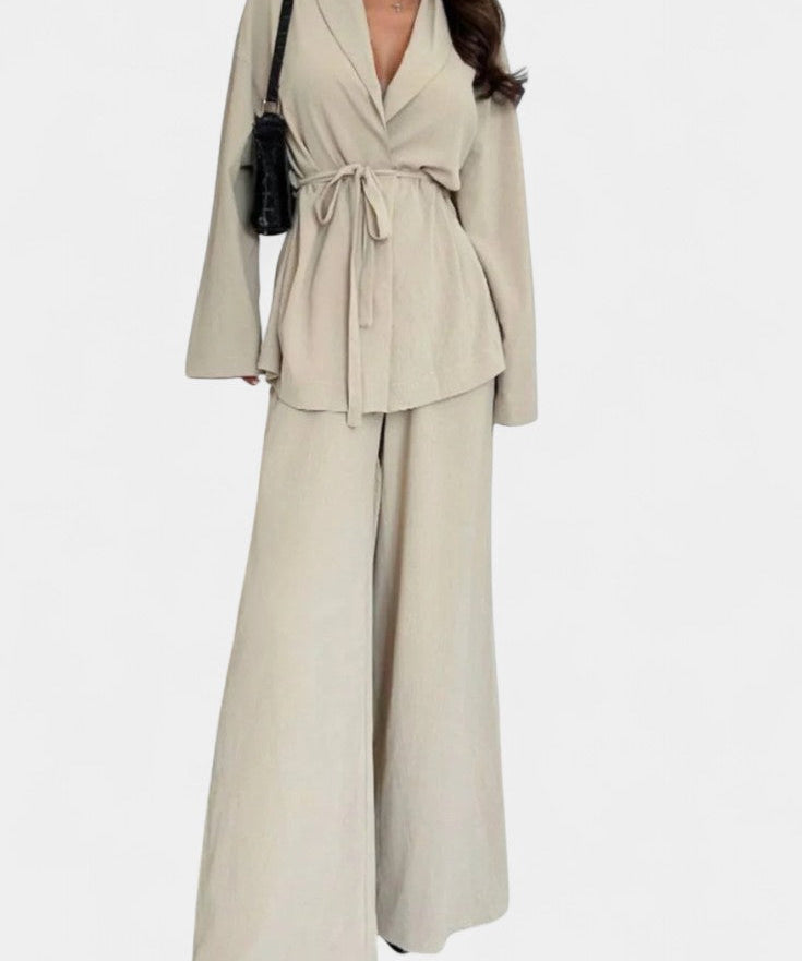 Amy V-Neck Blazer and Flared Pants Set
