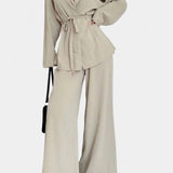 Amy V-Neck Blazer and Flared Pants Set