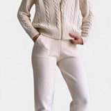 Perdita Cardigan & Twisted Jacquard Pullover Set - Casual Ensemble