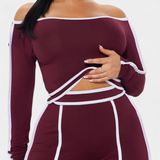Krystelle Off-Shoulder Set with Bold Striped Accents