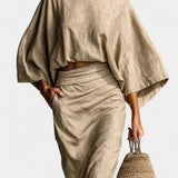 Marlon Long Sleeve Casual Ensemble with Flowing Maxi Skirt