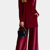 Tifenn Velvet High-Top Sneakers and Split Pants with High Collar