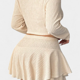 Daline Long Sleeve Contemporary Ensemble with Ruffled Skirt