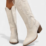Suede Eusty Cowboy Boots with Block Heel