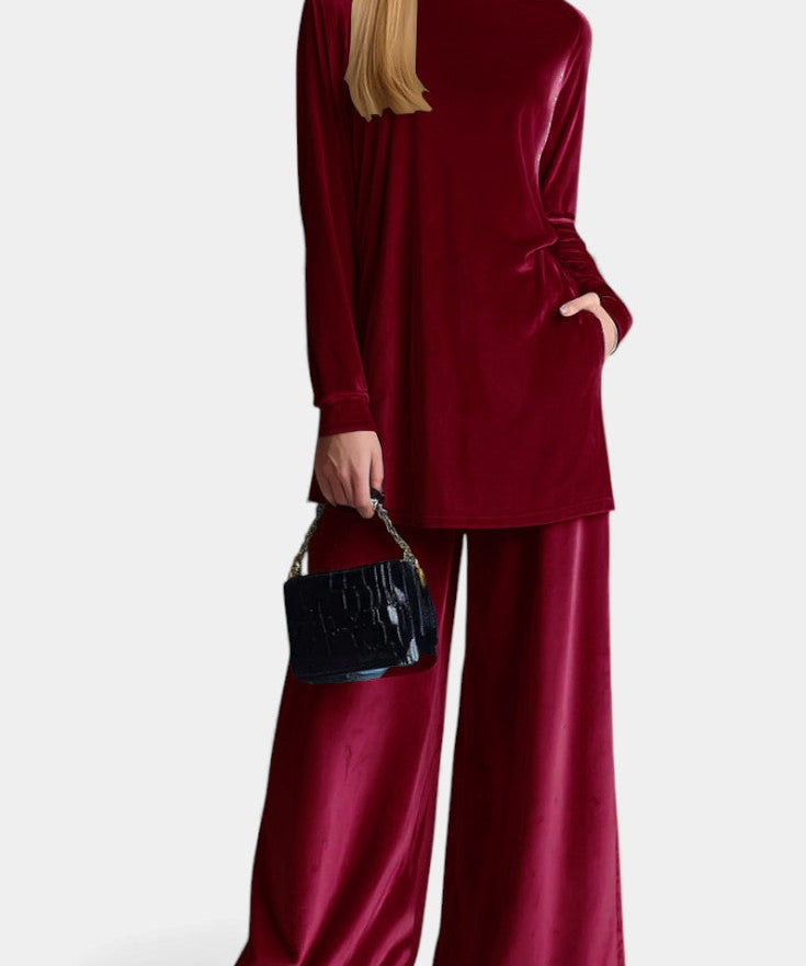 Tifenn Velvet High Neck Split Jumpsuit