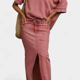 Apolonia Asymmetrical Denim Set with Long Skirt