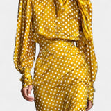 Seranya Polka Dot Satin Set with Matching Midi Skirt