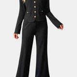 Nahia Minimalist Knit Top with Wide-Leg Pants Set