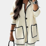 Xandra Two-Piece Ensemble: Trimmed Jacket and Casual Pants