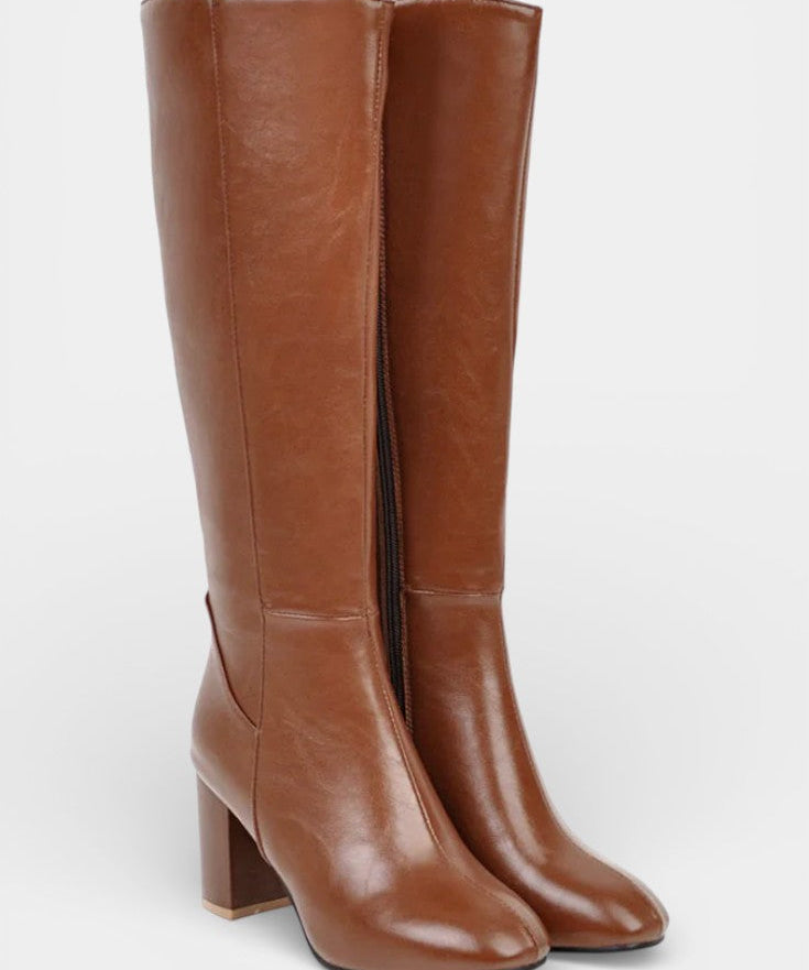 Querida Chic Zip Boots with Comfortable Block Heel