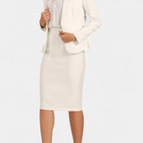 Komoren Chic Blazer and Pencil Skirt Ensemble with Notched Collar