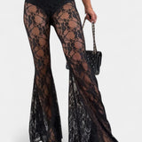 Demelza Set: Belted Blazer with Floral Lace Mermaid Trousers