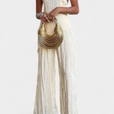 Pilarica Halter Neck Asymmetrical Top with Wide-Leg Pants Set
