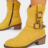 Western Style Suede Mesa Trail Boots with Metal Buckles