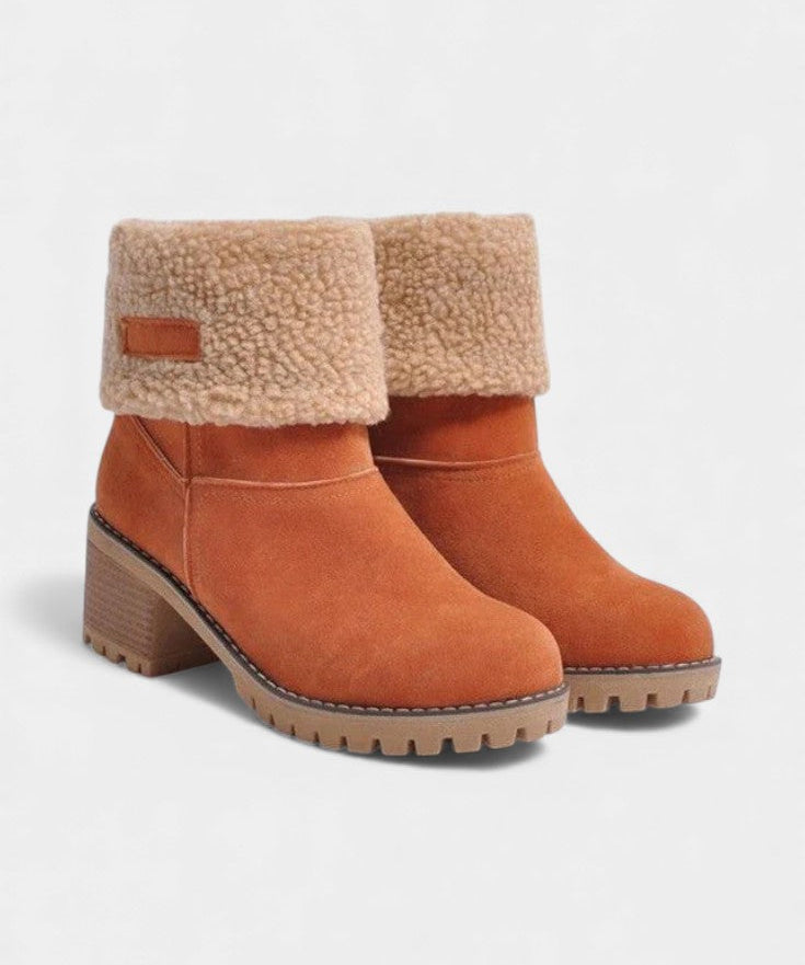 Luise Sienna Faux Fur Block Heel Ankle Boots