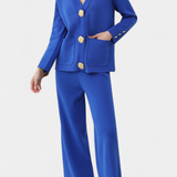 Aireen Classic Cardigan Set with Wide-Leg Trousers