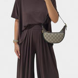Trista Minimalist Modal Ensemble: Straight Top & Wide-Leg Pants