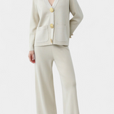 Aireen Classic Cardigan Set with Wide-Leg Trousers