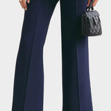 Elisabetta High-Collar Two-Piece Set with Wide-Leg Trousers