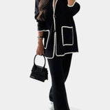 Xandra Two-Piece Ensemble: Trimmed Jacket and Casual Pants Set
