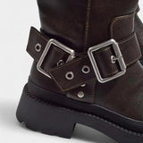 Ursule Strapped Mid-Calf Boots with Buckle Detail