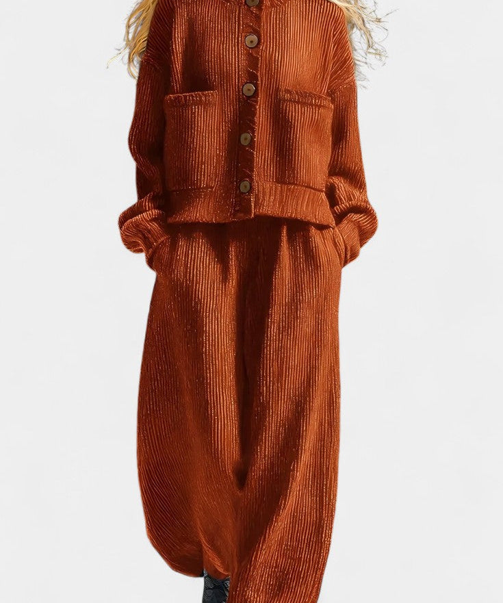 Magali Knit Cardigan & Wide-Leg Pants Ensemble