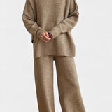 Xylia Turtleneck Knit Set with Wide-Leg Pants