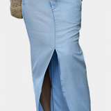 Apolonia Asymmetrical Denim Set with Long Skirt