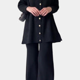 Striped Jacquard Knit Two-Piece Set with Thoughtful Design