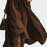 Fabia Dark Brown Turtleneck Ensemble with Corduroy Skirt