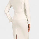 Komoren Chic Blazer and Pencil Skirt Ensemble with Notched Collar
