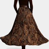 Liliya Vintage Stretch Velvet Ensemble with Paisley Maxi Skirt