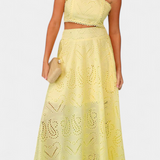 Danitza Floral Lace Two-Piece Set: Crop Top & Maxi Skirt