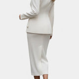 Ediline Blazer Set with Square Collar and Flowing Long Skirt