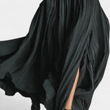Selara Black High Neck Set with Flowing Pleated Skirt